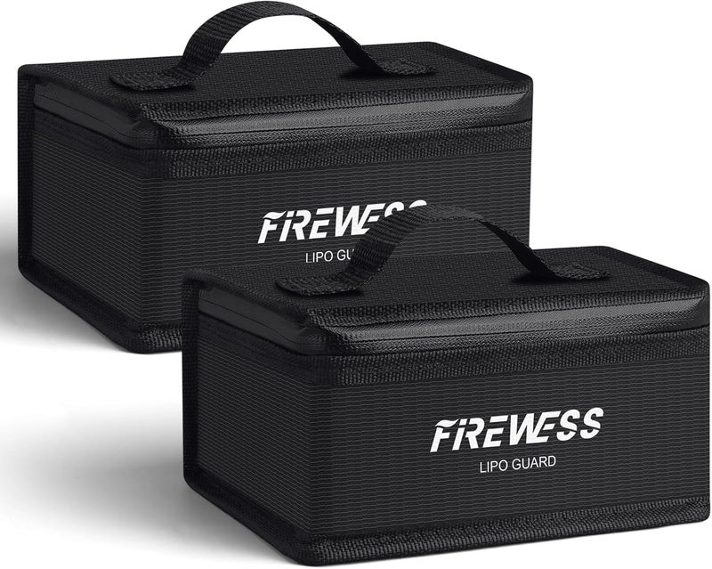 FIREWESS 2 Pack Lipo Safe Bag Fireproof, lithium battery bag fireproof and Explosionproof, Lipo Battery Storage Guard Safe Pouch for Charge and Storage - Image 1
